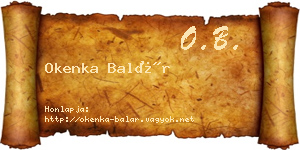 Okenka Balár névjegykártya