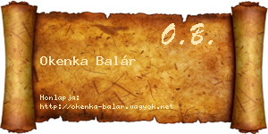Okenka Balár névjegykártya